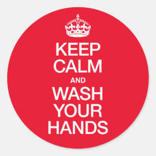 HOUD DE KALK EN WASSEN UW HANDEN RONDE STICKER