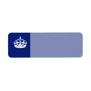 Houd de Kroon Kalme op Navy Blauwe Decoratie Etiket