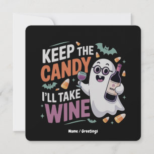 Houd de Snoep, Ik Neem de Wijn Grappig Halloween Kaart