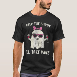 Houd de snoepjes, ik neem wijn, grappig halloween- t-shirt