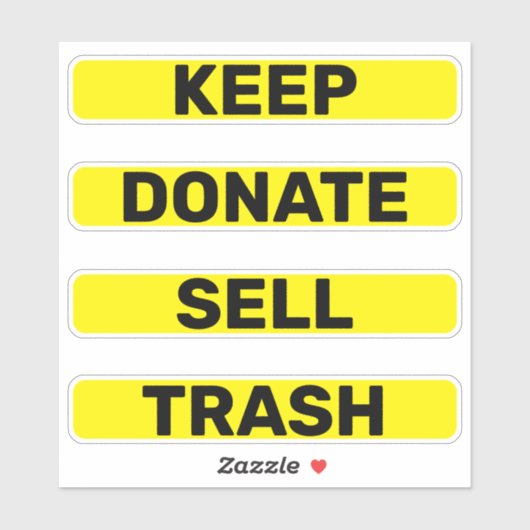 Houd Donate Sell Trash Simple Konmari Sticker (Vel)