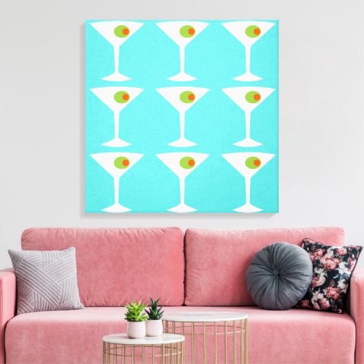 Houd 'Em Coming Martini Stretched Canvas (Insitu (Woonkamer))