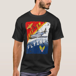 Houd EM Flying P 51 Mustang WW2 Poster Pilot T-shirt