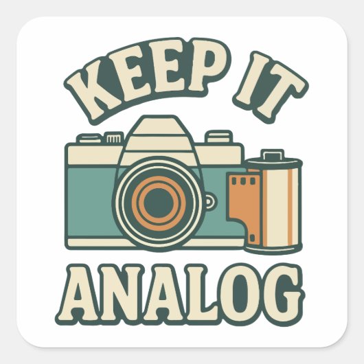 Houd het analoog vierkante sticker (Voorkant)