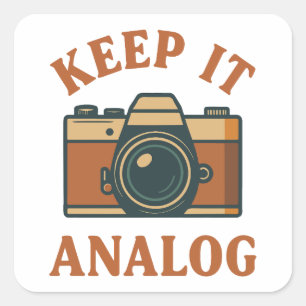 Houd het analoog vierkante sticker