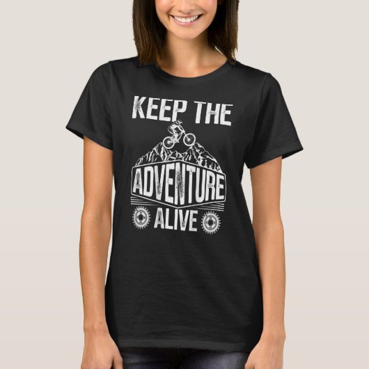 Houd het avontuur levend backprint MTB T-shirt (Voorkant)