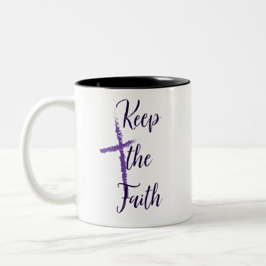 Houd het geloof tweekleurige koffiemok (Links)