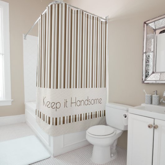 Houd het Knappe Douchegordijn Bruine Streep (In situ)