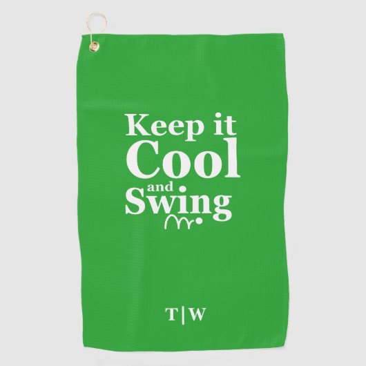Houd het koel en Swing Golf Theme Golfhanddoek (Voorkant)
