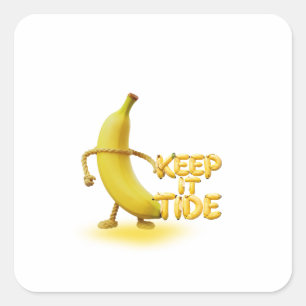Houd het netjes – Grappige Bananen Typografie Mini Vierkante Sticker