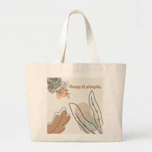 'Houd het Simpel' Aardse Botanische Kunst Grote Tote Bag