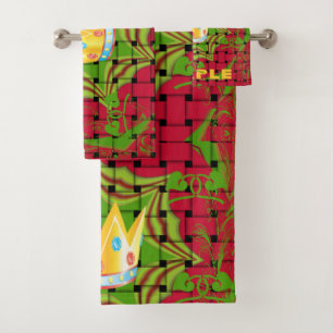 Houd het simpel: Vetgedrukte Gouden Rood Geweven B Bad Handdoek