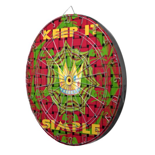 Houd het simpel: Vetgedrukte Gouden Rood Geweven B Dartbord (Voorkant Rechts)