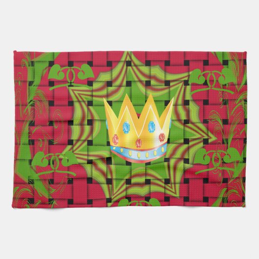 Houd het simpel: Vetgedrukte Gouden Rood Geweven B Theedoek (Horizontaal)