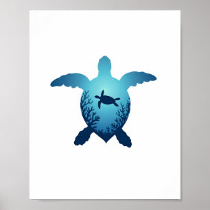 Houd het Zee plasticvrij Bewaar de Zeeen schildpad Poster