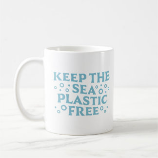 Houd het zee plasticvrij om vervuiling te stoppen koffiemok