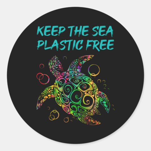 Houd het Zee plastiek vrij sparen schildpadden en Ronde Sticker (Voorkant)