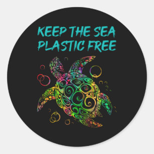 Houd het Zee plastiek vrij sparen schildpadden en Ronde Sticker