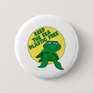 Houd het Zee vrij van plastic Ronde Button 5,7 Cm