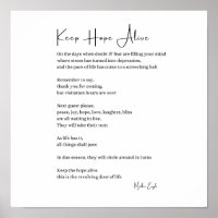 Houd hoop levend inspirerend gedicht muur poster