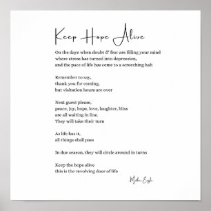 Houd hoop levend inspirerend gedicht muur poster