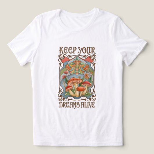 Houd je dromen levend Retro Boho Mushroom & Moth Tri-Blend Shirt (Design voorkant)