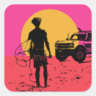 Houd je paarden in de Surfer Vierkante Sticker