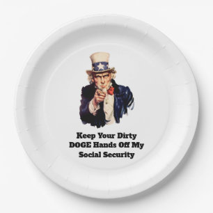 Houd je vuile DOGE handen van mijn sociale zekerhe Papieren Bordje