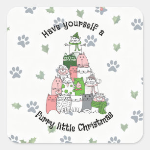 Houd jezelf een pluizige kleine Kerstmis! Vierkante Sticker