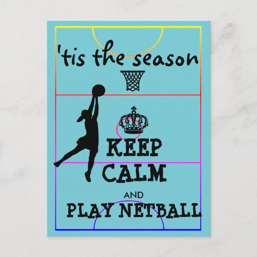 Houd kalm dit is het netball-seizoen briefkaart (Voorkant)