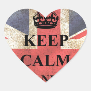 Houd Kalm dragen Britse Vlag Hart Sticker