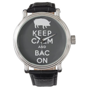 Houd kalm en bacon / wit horloge