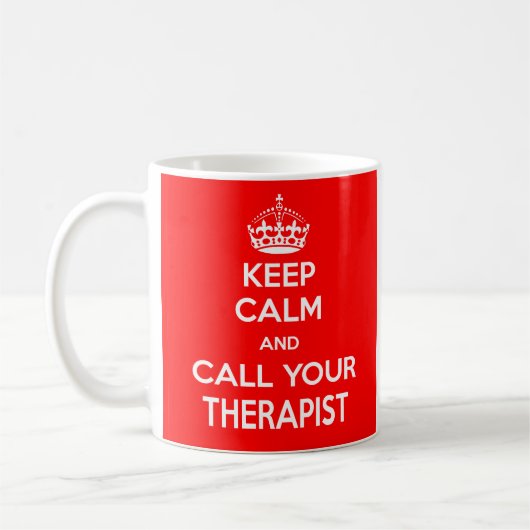 Houd kalm en bel uw Therapistische Mok (Links)