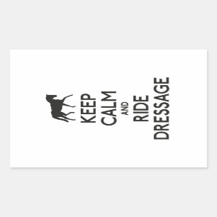 Houd kalm en berijd rechthoekige sticker