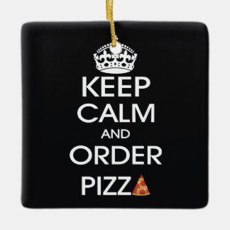Houd kalm en bestelling Pizza Keramisch Ornament