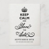 Houd kalm en bewaar de Datum Witte Canvas grappig Aankondigingskaart (Voorkant)
