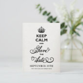 Houd kalm en bewaar de Datum Witte Canvas grappig Aankondigingskaart (Staand voorkant)