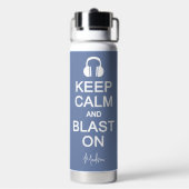 Houd kalm en blauw op aangepaste naam en kleur waterfles (Achterkant)