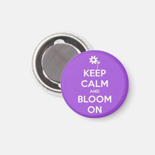 Houd kalm en bloei op Paarse ronde magneet (Voorkant / Achterkant)