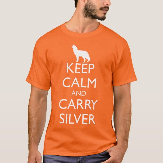 HOUD KALM EN CARRY SILVER, weerwolf T-shirt (Voorkant)
