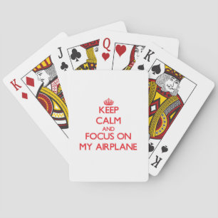 Houd kalm en concentreer me op Mijn vliegtuig Pokerkaarten
