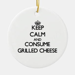 Houd kalm en consumeer Grilled-kaas Keramisch Ornament