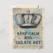 Houd kalm en Creëer Kunst Abstract Ontwerp Briefkaart (Voorkant / Achterkant)
