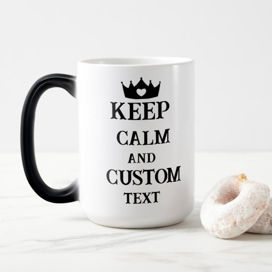 Houd kalm en Creëer uw eigen merk voeg hier tekst  Magische Mok (Met donut)