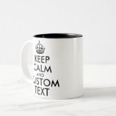 Houd kalm en Creëer uw eigen merk voeg hier tekst  Tweekleurige Koffiemok (Voorkant links)