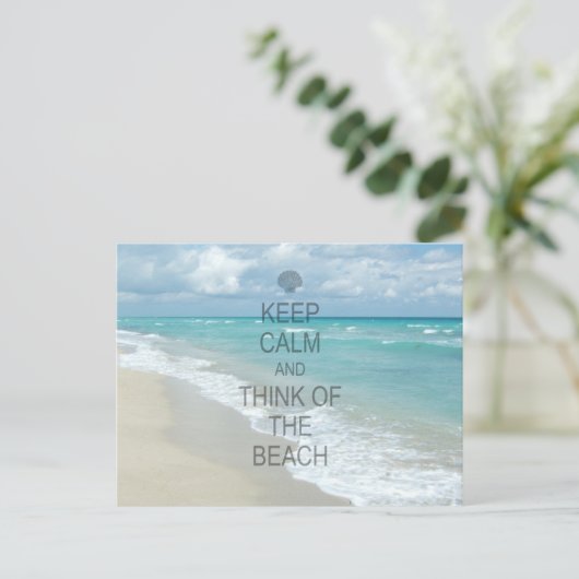 Houd Kalm en denk aan het Strand Briefkaart (Staand voorkant)