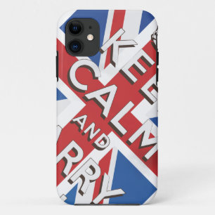 Houd kalm en draag de Britse vlag op iPhone 11 Hoesje