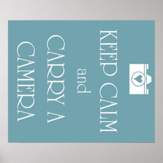 Houd kalm en draag een camera poster