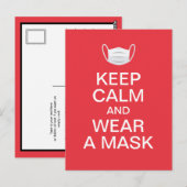 Houd kalm en draag een masker briefkaart (Voorkant / Achterkant)