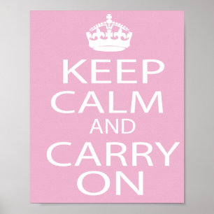 Houd kalm en draag op cadeaus - Roze Poster